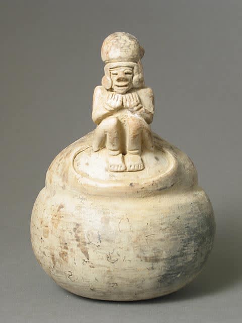 La Tolita Terracotta Vessel Featuring a Squatting Figure, 400 BCE - 400 CE
