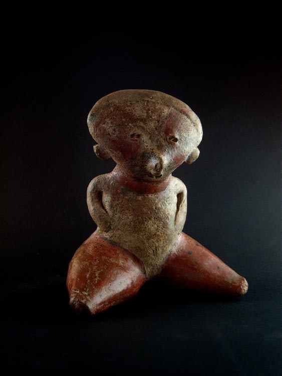 Chinesco Style (Type C) Nayarit Terracotta Sculpture of a Kneeling Figure, 300 BCE - 300 CE