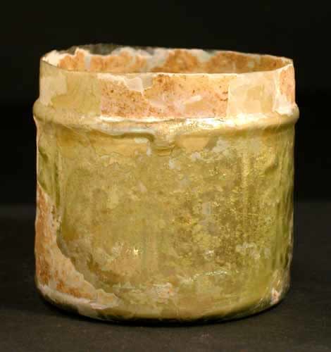 Roman Yellow-Green Glass Pyxis, 50 CE - 200 CE