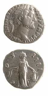 Silver Denarius of Emperor Antoninus Pius, 151 CE - 152 CE