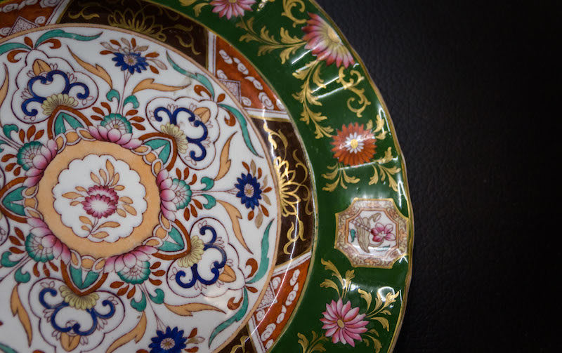 Ironstone plate with colourful floral decoration, 19th Century CE