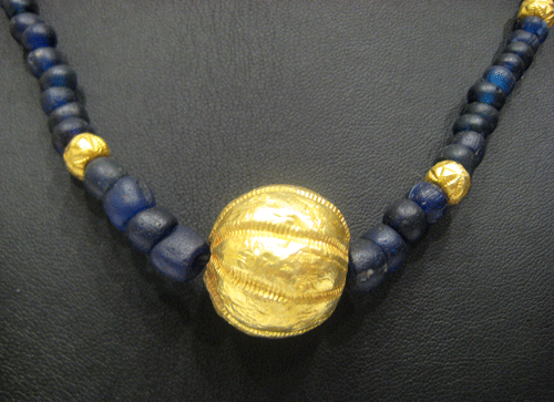 Dark Blue Glass Bead Necklace, 100 CE - 1200 CE