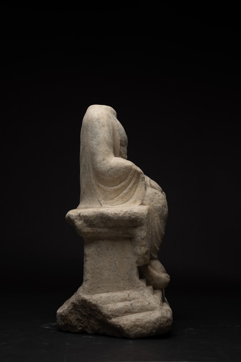 Tang Stone Sculpture of a Seated Buddha, 618 CE - 907 CE