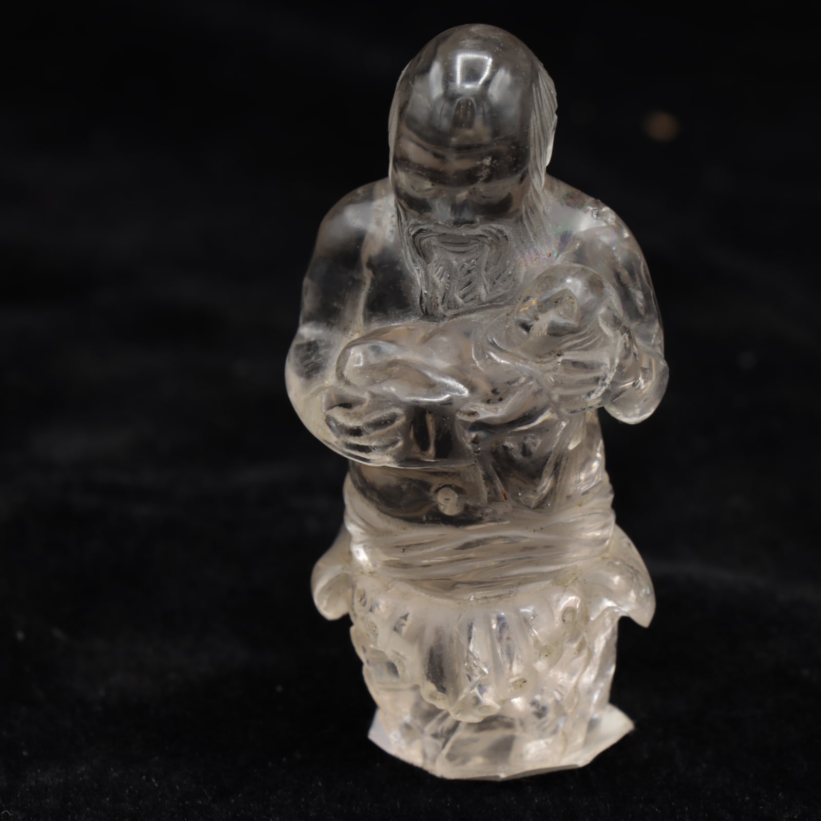 God of Longevity (Shoulao) Rock Crystal Figurine with Baby , 1644-1912 CE