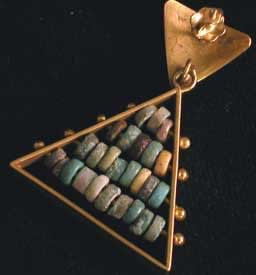 Egyptian Faience Beads Set In 18k Gold Earrings, 1600 BCE - 1100 BCE
