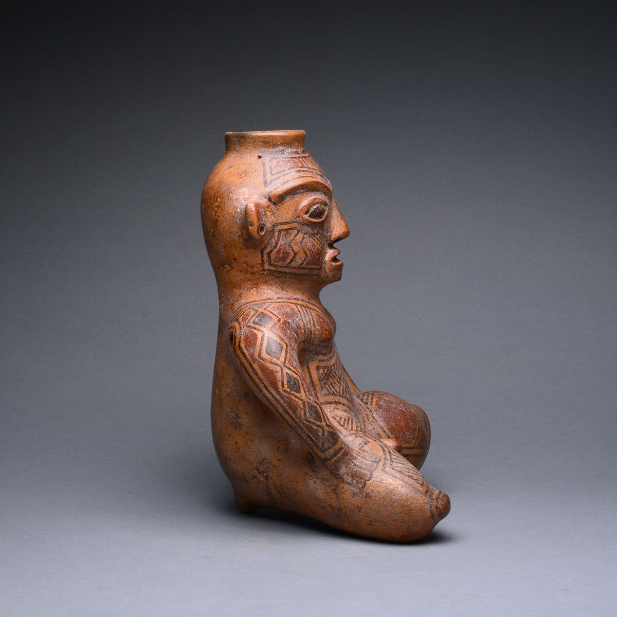 Polychrome Kneeling Male Sculpture, 500 CE - 800 CE