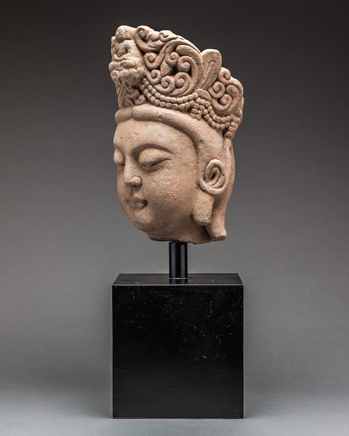 Ming Dynasty Bodhisattva Stone Head, 1368 CE - 1644 CE