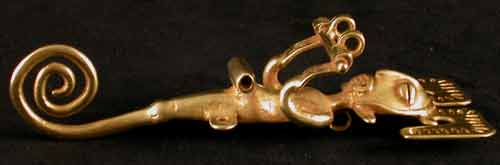 Cauca Gold Pendant of a Human/Sea Horse Composite Creature, 1150 CE - 1600 CE