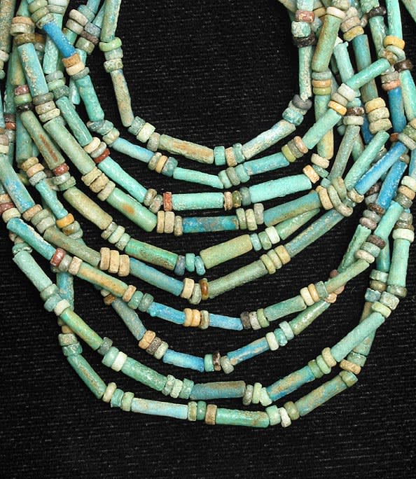 Five Strand Egyptian Faience Bead Necklace, 1900 BCE - 1100 BCE