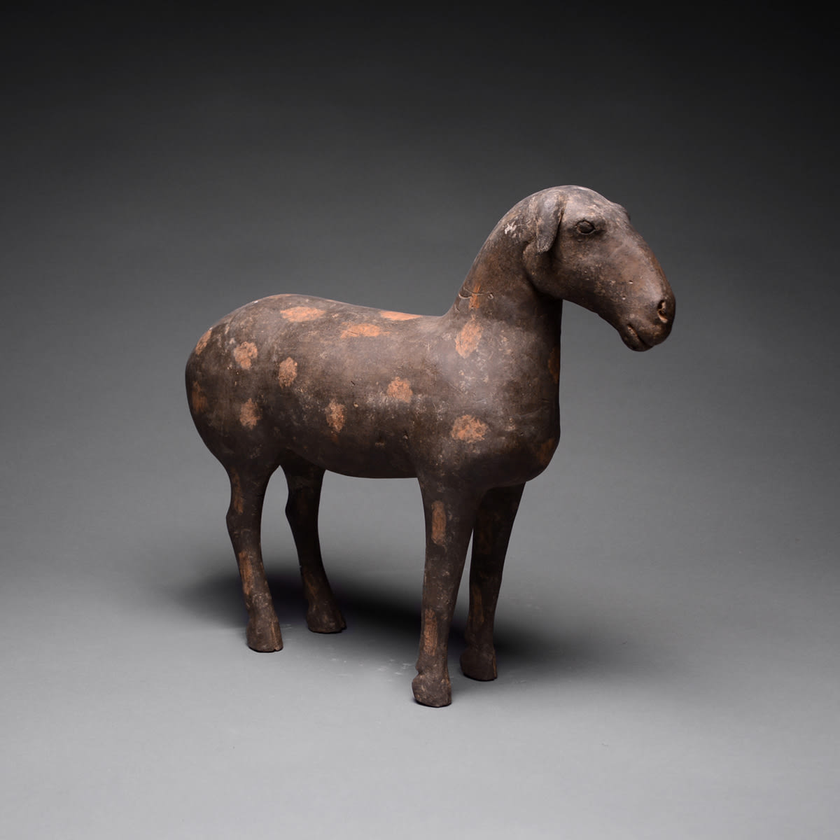 Han Terracotta Sculpture of a Spotted Goat, 206 BCE to 220 CE