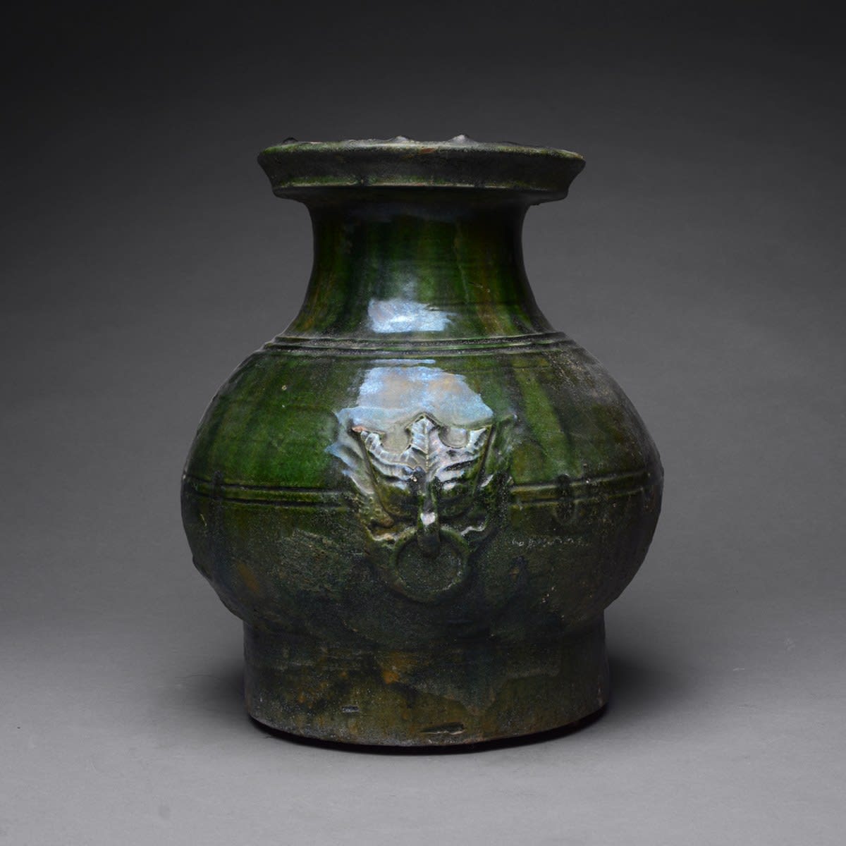 Eastern Han Green-Glazed Terracotta Hu, 25 CE - 220 CE