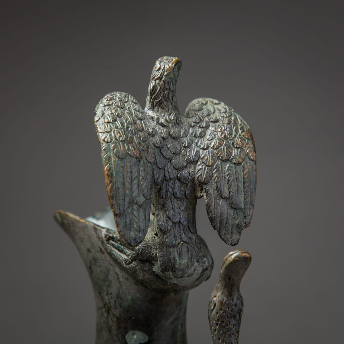 Bronze Ewer with Bird Finial and Handle, 300 BCE - 300 CE