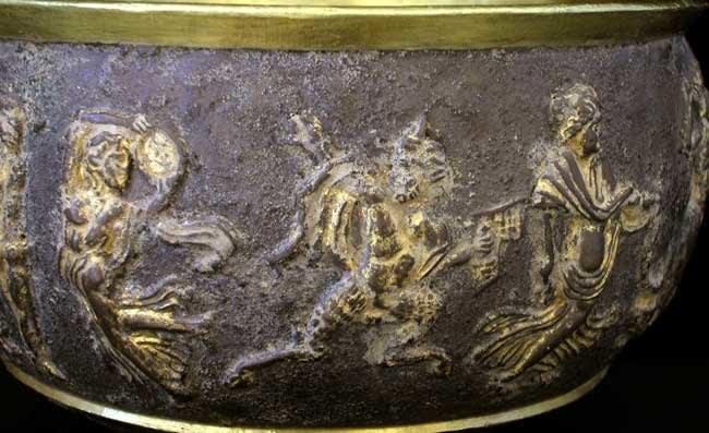 Bactrian Gilt Silver Bowl with Relief Decorations, 300 BCE - 100 CE