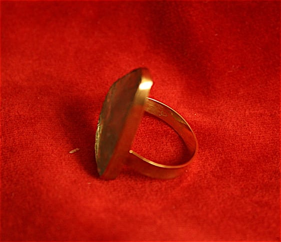 Roman Glass Fragment Set in Ring, 100 CE - 300 CE