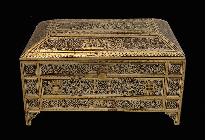 An Alhambra style, gold overlaid, casket, 19th Century CE
