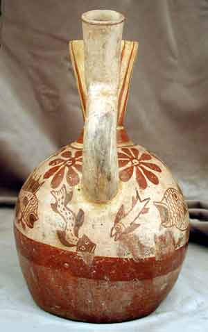 Moche Stirrup-Spouted Vessel with Marine Motifs, 1 CE - 300 CE