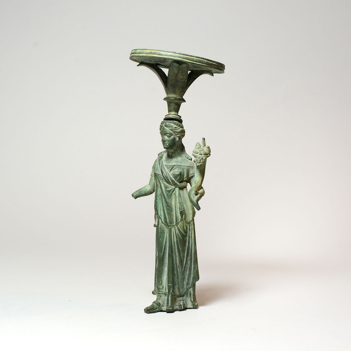 Roman Bronze Lamp Stand Depicting the Goddess Fortuna, 100 CE - 300 CE