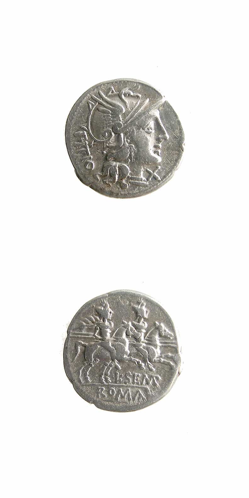 Roman Republican Silver Denarius, L. Sempronius Pitio, 148 BCE