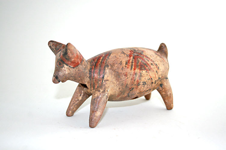 Nayarit Terracotta Dog Effigy Vessel, 300 BCE - 300 CE