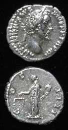 Silver Denarius of Emperor Antoninus Pius, 138 CE - 161 CE