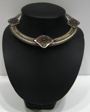 Kuchi Silver Choker with Glass Inlay, 19th Century CE