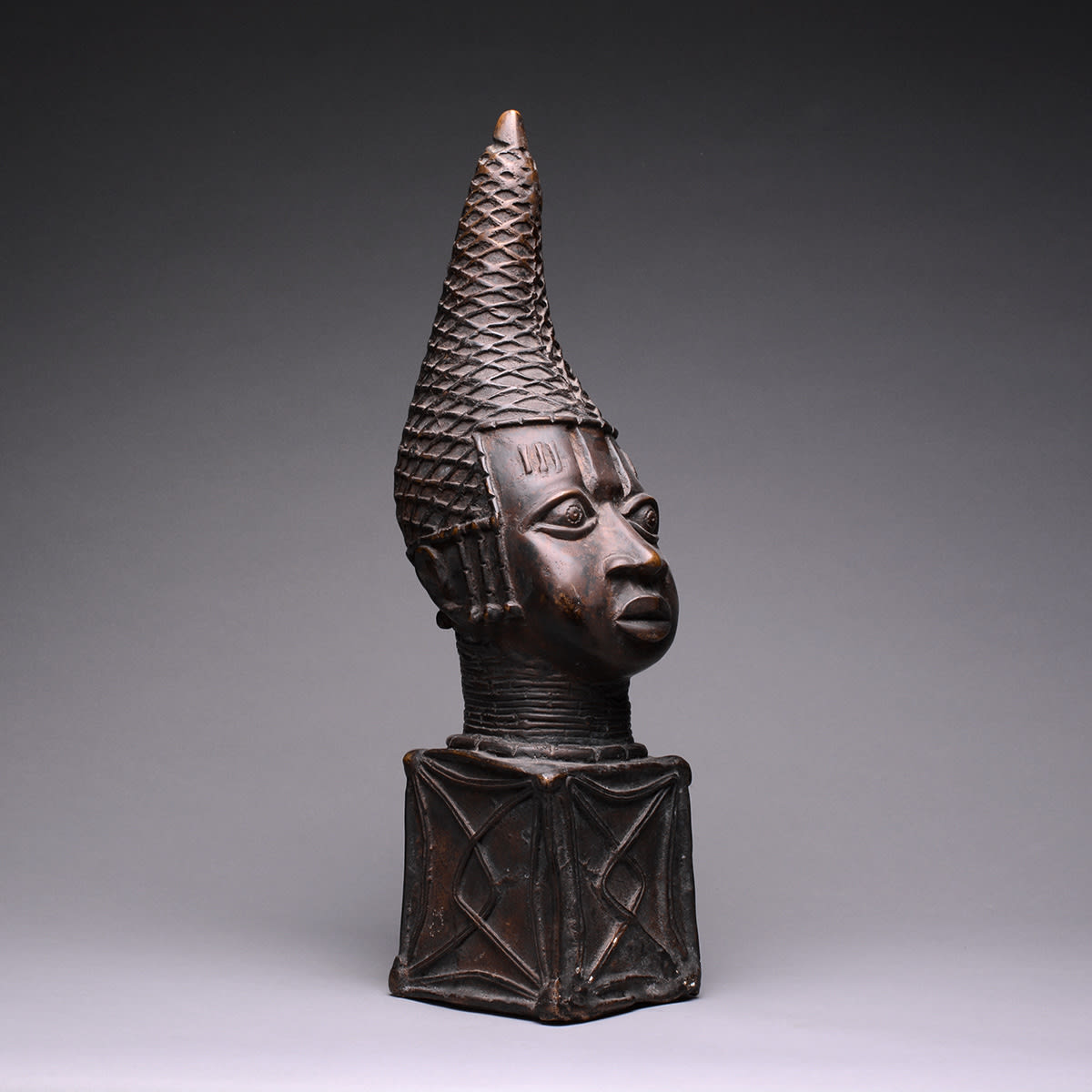 Benin Style Bronze Head of a Mother Queen, 20th Century CE