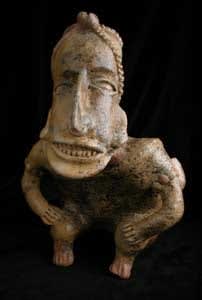 Ameca-Ezatlán Style Jalisco Sculpture of a Crouching Shaman, 300 BCE - 300 CE