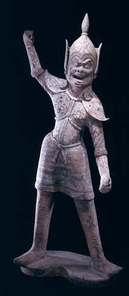 Pair of Tang Painted and Gilt Terracotta Warriors, 618 CE - 906 CE