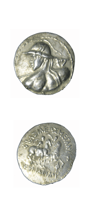 Bactrian Silver Tetradrachm of King Eukratides I, 171 BCE - 145 BCE