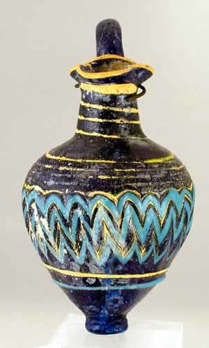 Dark Blue Glass Trefoil Oinochoe, 600 BCE - 300 CE
