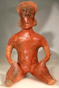 San Sebastián Style Nayarit Terracotta Sculpture of a Seated Woman, 300 BCE - 300 CE