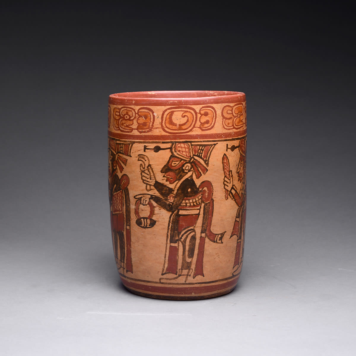 Copador Style Mayan Polychrome Cylinder Vase, 600 CE - 900 CE