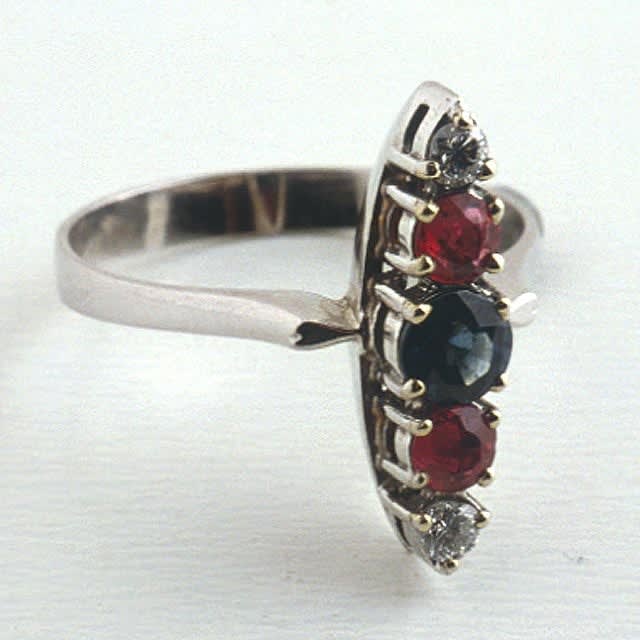 Ring of 14k White Gold with 2 Diamonds