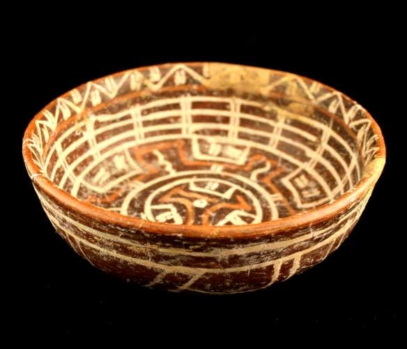 Nayarit Terracotta Bowl with Polychrome Designs, 300 BCE - 300 CE