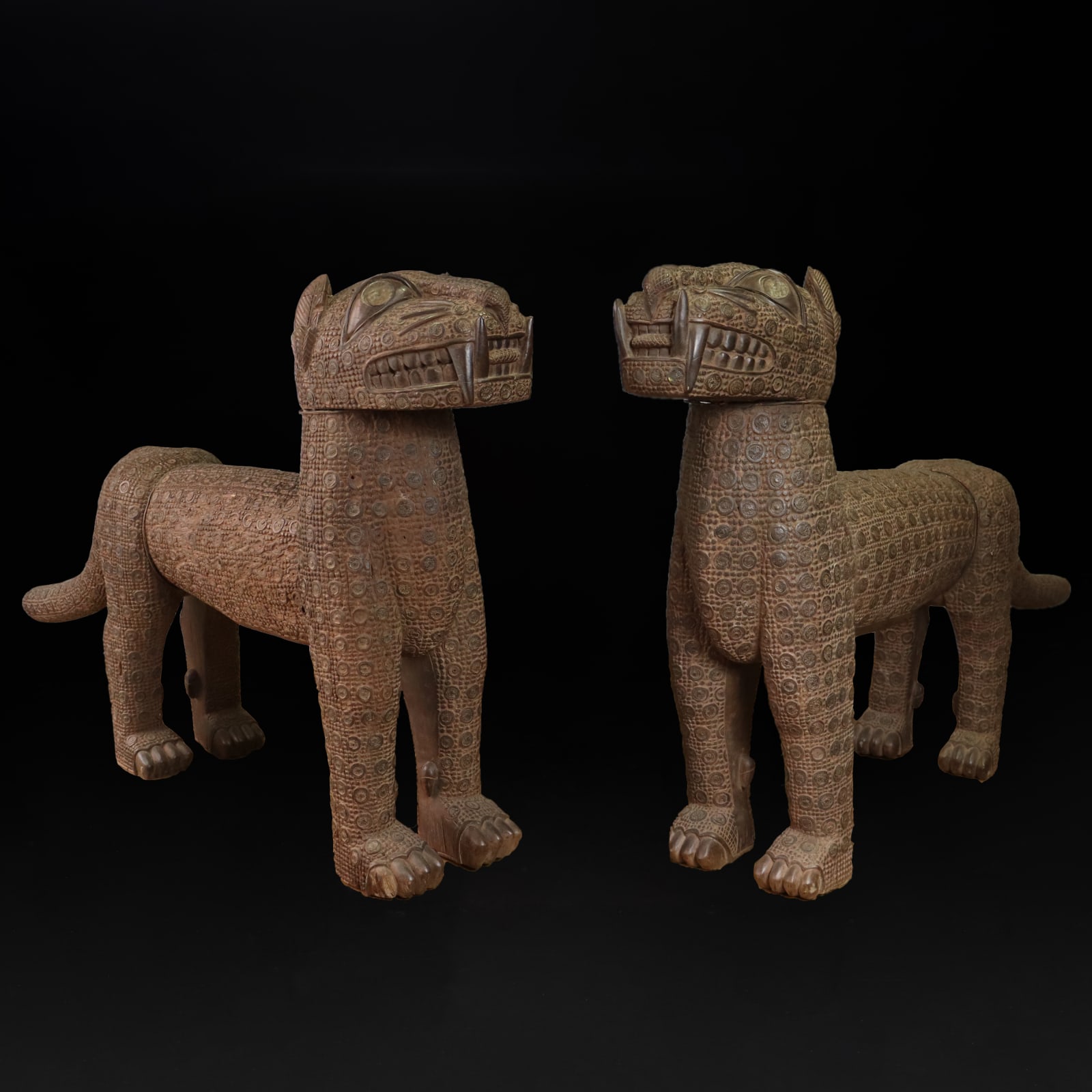 Pair of Benin Royal Leopards, Eighteenth to Nineteenth Century AD