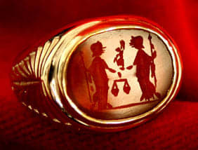 Roman Carnelian Intaglio Depicting Two Goddesses, 100 CE - 300 CE