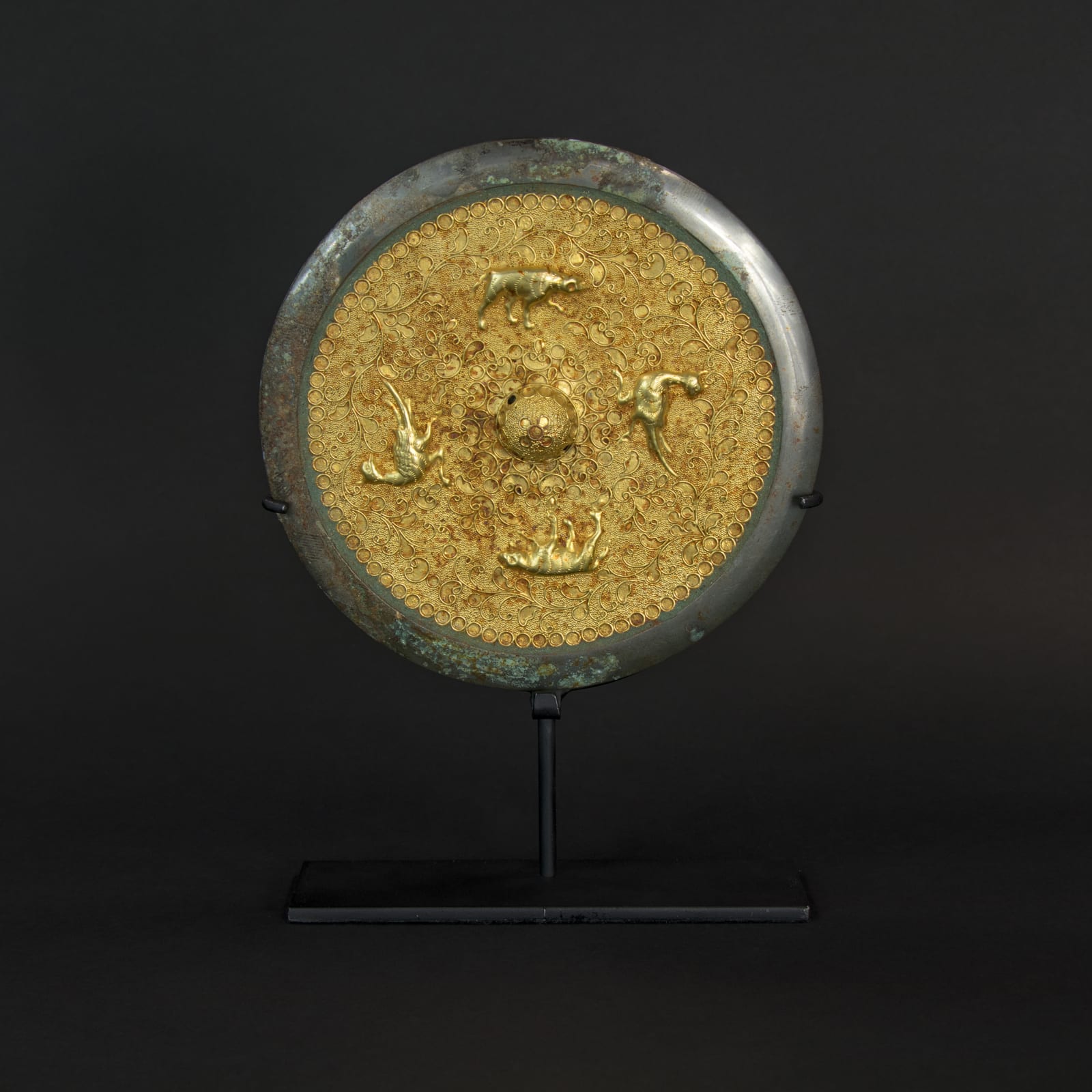 Tang Bronze Mirror with Gold Applique, 7th Century CE - 9th Century CE