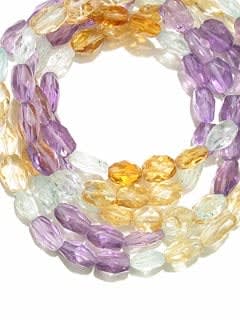 Amethyst, Citrine And Aquamarine Bead Necklace