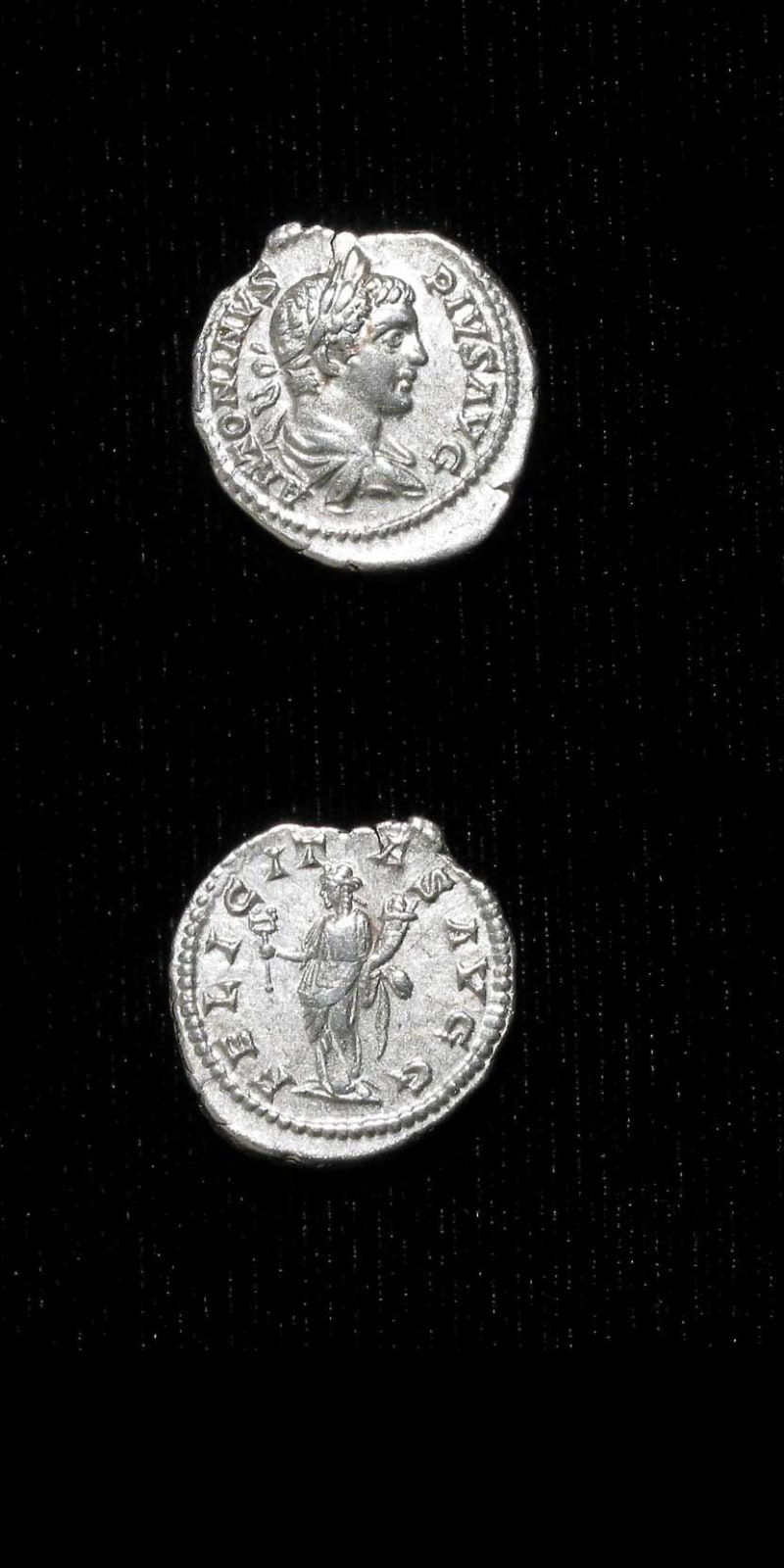 Silver Denarius of Emperor Caracalla, 200 CE - 210 CE