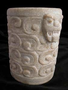 Mayan Carved Cylindrical Marble Vessel, 500 CE - 900 CE