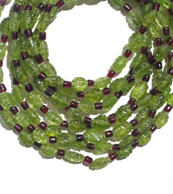 Peridot And Garnet Bead Necklace