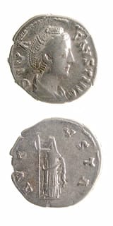 Silver Denarius of Empress Faustina Senior Issued Posthumously, 141 CE - 161 CE