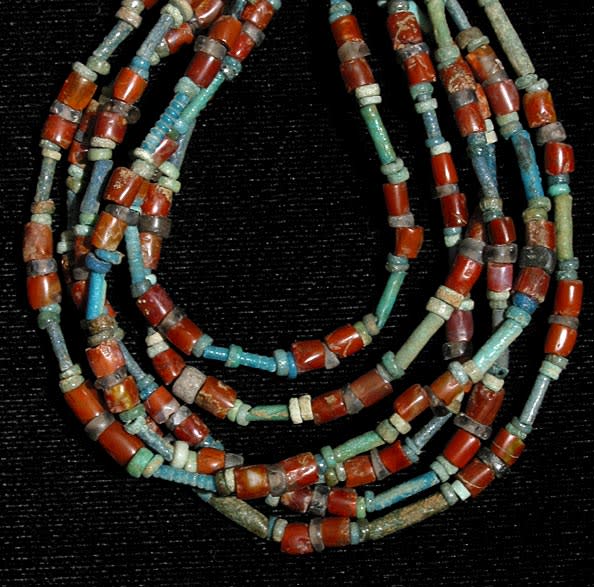 Faience, Brown Quartz, And Jasper Bead Necklace, 3300 BCE - 1300 BCE