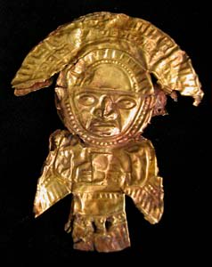 Chimu Gold Double-Sided Appliqué of a Warrior, 1100 CE - 1400 CE