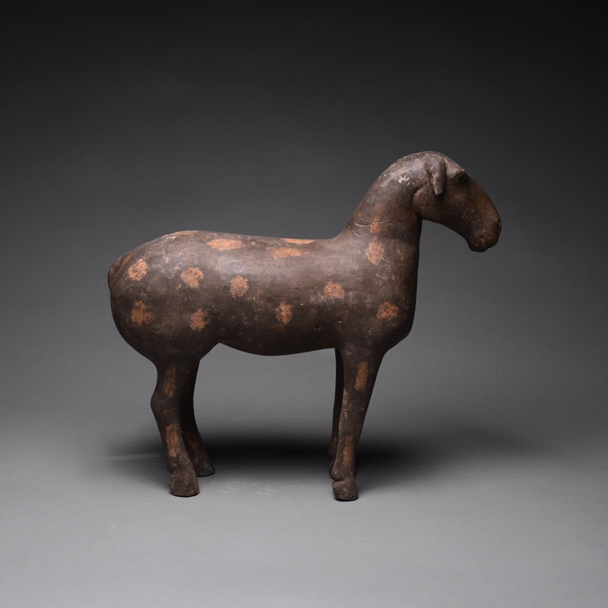 Han Terracotta Sculpture of a Spotted Goat, 206 BCE to 220 CE