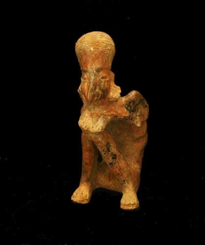 San Sebastián Style Nayarit Terracotta Sculpture of a Seated Emaciated Figure, 300 BCE - 300 CE