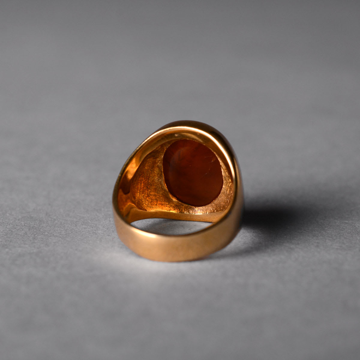 Gold Ring Featuring a Roman Carnelian Intaglio Depicting an Emperor, 1st Century CE - 2nd Century CE