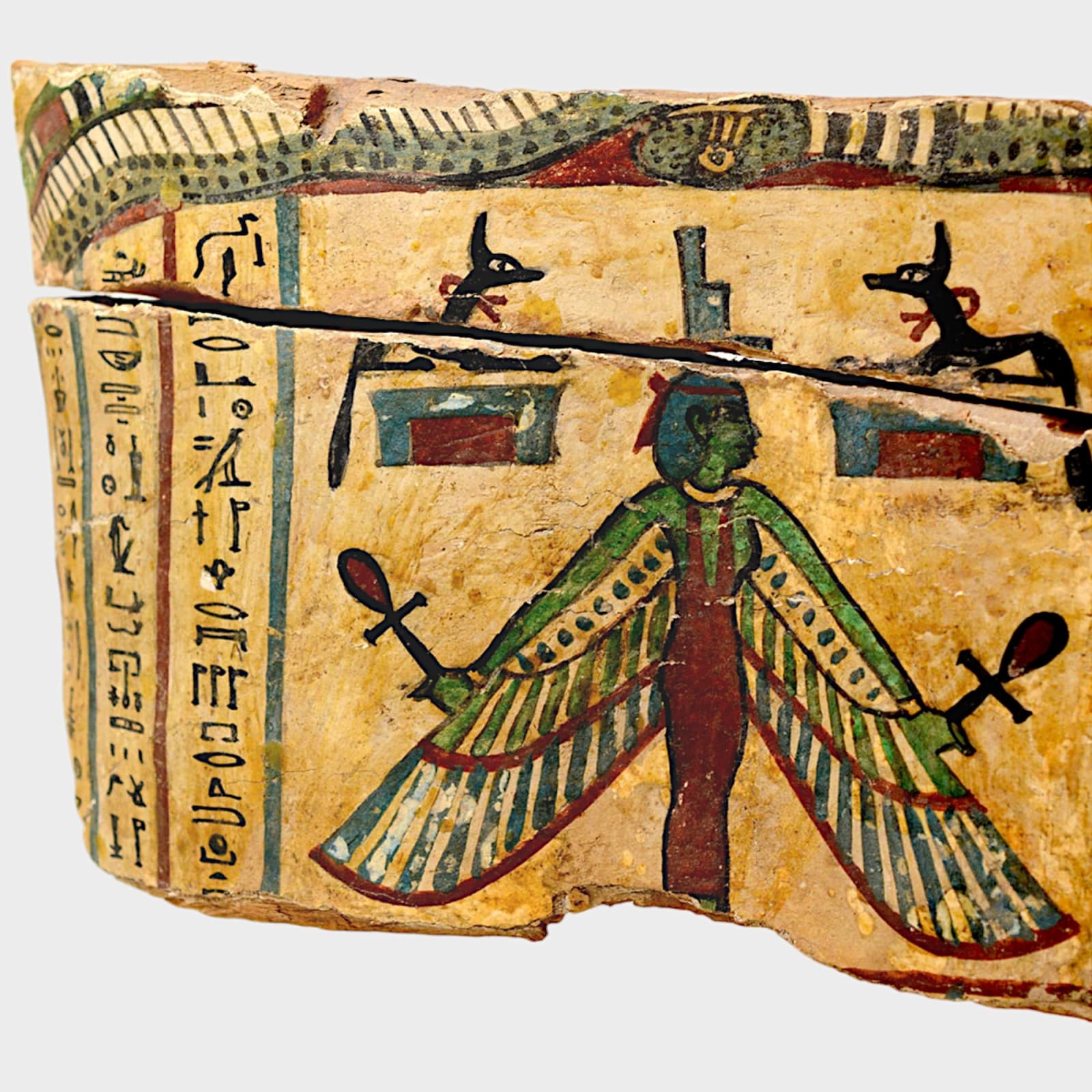 Late Dynastic Fragment of a Mummy Case, featuring the Goddess Isis, Seventh to Fourth Century BC