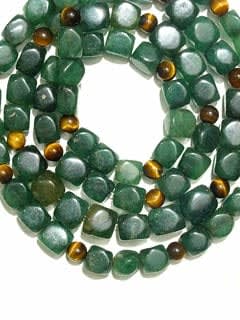 Necklace Of Aventurine And Tiger's Eye Beads
