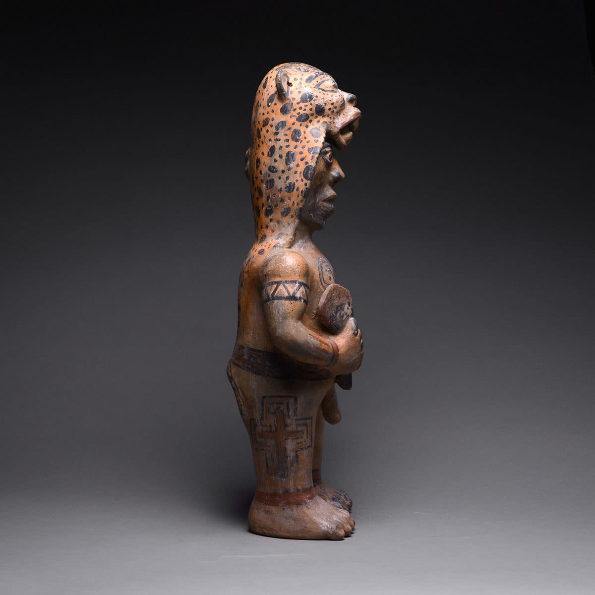 Standing Male With Jaguar Skin Headdress, 500 CE - 800 CE